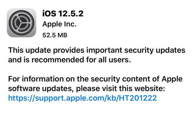 马湾镇苹果手机维修分享iOS12.5.2发布，建议所有老苹果用户安装 